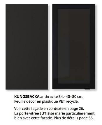 Promotions Kungsbacka anthracite - Produit maison - Ikea - Valide de 23/08/2019 à 31/07/2020 chez Ikea