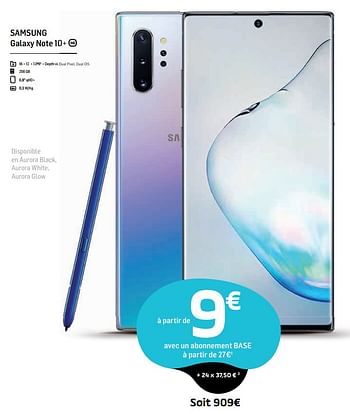 Promotions Samsung galaxy note 10+ - Samsung - Valide de 30/09/2019 à 11/11/2019 chez Base