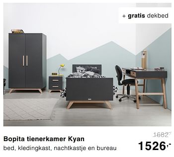 Promoties Bopita tienerkamer kyan bed, kledingkast, nachtkastje en bureau - Bopita - Geldig van 29/09/2019 tot 19/10/2019 bij Baby & Tiener Megastore
