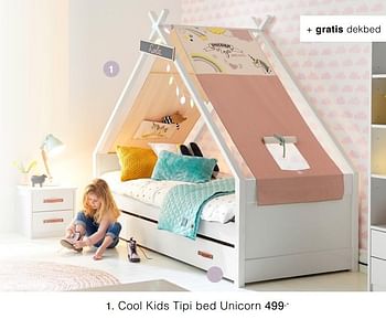 Promoties Cool kids tipi bed unicorn - Cool Kids - Geldig van 29/09/2019 tot 19/10/2019 bij Baby & Tiener Megastore