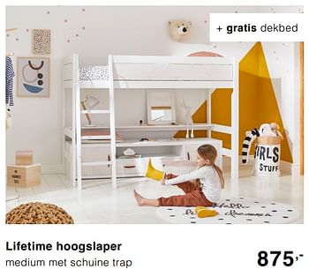 Promoties Lifetime hoogslaper medium met schuine trap - Lifetime Kidsrooms - Geldig van 29/09/2019 tot 19/10/2019 bij Baby & Tiener Megastore