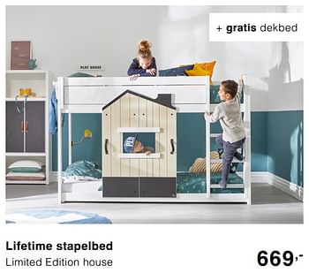 Promoties Lifetime stapelbed limited edition house - Lifetime Kidsrooms - Geldig van 29/09/2019 tot 19/10/2019 bij Baby & Tiener Megastore