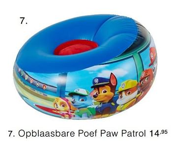 Promotions Opblaasbare poef paw patrol - Produit Maison - Baby & Tiener Megastore - Valide de 29/09/2019 à 19/10/2019 chez Baby & Tiener Megastore