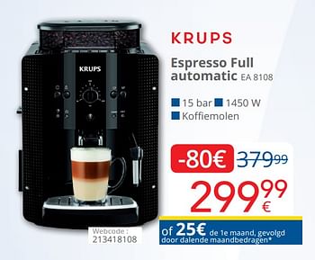 Promoties Krups espresso full automatic ea 8108 - Krups - Geldig van 01/10/2019 tot 28/10/2019 bij Eldi