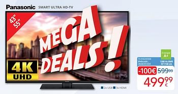 Promoties Panasonic smart ultra hd-tv tx-55gx550e - Panasonic - Geldig van 01/10/2019 tot 28/10/2019 bij Eldi