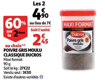 Ducros Poivre Gris Moulu 90 g : : Epicerie