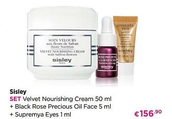 Promoties Sisley set velvet nourishing cream + black rose precious oil face + supremya eyes - Sisley - Geldig van 30/09/2019 tot 27/10/2019 bij ICI PARIS XL