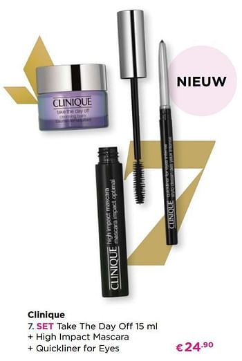 Trots Spanje Dominant CLINIQUE Clinique set take the day off + high impact mascara + quickliner  for eyes - Promotie bij ICI PARIS XL