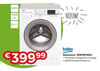Promoties Beko wasmachine - bewtv8712bls - Beko - Geldig van 01/10/2019 tot 31/10/2019 bij Exellent