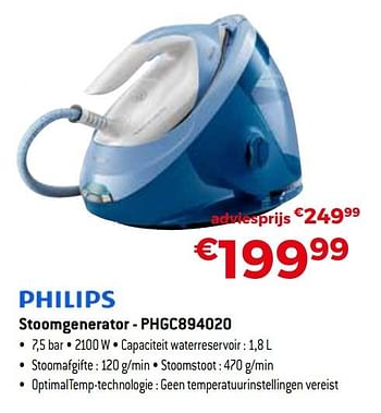 Promoties Philips stoomgenerator - phgc894020 - Philips - Geldig van 01/10/2019 tot 31/10/2019 bij Exellent