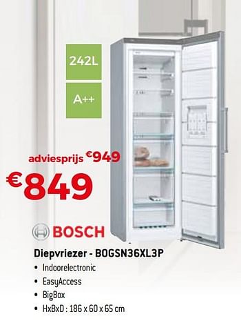 Promoties Bosch diepvriezer - bogsn36xl3p - Bosch - Geldig van 01/10/2019 tot 31/10/2019 bij Exellent