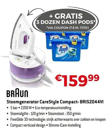 Promoties Braun stoomgenerator carestyle compact- bris2044vi - Braun - Geldig van 01/10/2019 tot 31/10/2019 bij Exellent