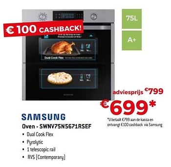 Promoties Samsung oven - swnv75n5671rsef - Samsung - Geldig van 01/10/2019 tot 31/10/2019 bij Exellent