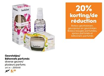 Promoties Geurstokjes- bâtonnets parfumés - Bolsius - Geldig van 30/09/2019 tot 27/10/2019 bij Blokker