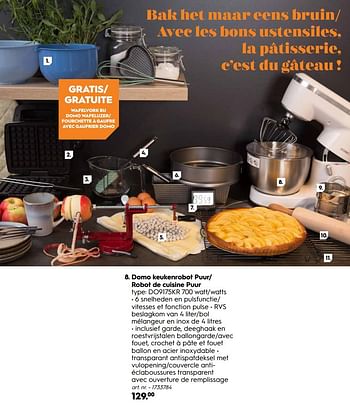 Promoties Domo keukenrobot puur- robot de cuisine puur - Domo elektro - Geldig van 30/09/2019 tot 27/10/2019 bij Blokker