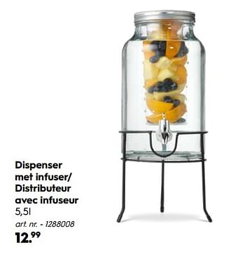 Promoties Dispenser met infuser- distributeur avec infuseur - Huismerk - Blokker - Geldig van 30/09/2019 tot 27/10/2019 bij Blokker
