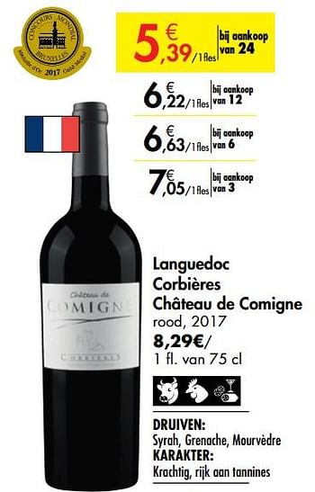 Promoties Languedoc corbières château de comigne rood - Rode wijnen - Geldig van 26/09/2019 tot 22/10/2019 bij Carrefour