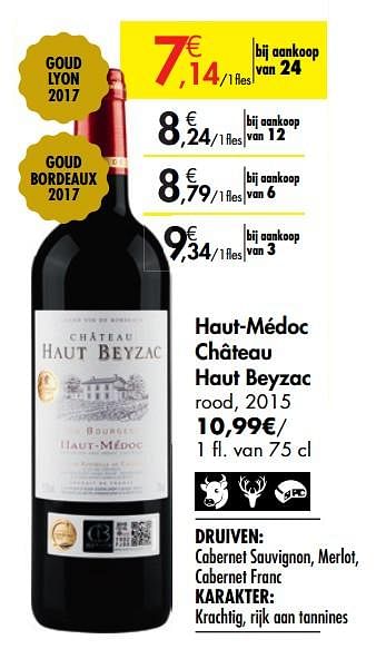 Promotions Haut-médoc château haut beyzac rood - Vins rouges - Valide de 26/09/2019 à 22/10/2019 chez Carrefour