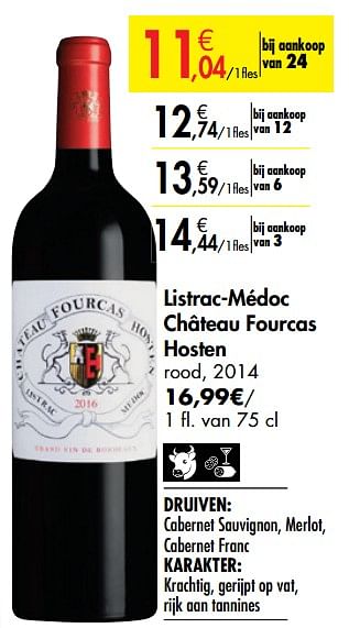 Promoties Listrac-médoc château fourcas hosten rood - Rode wijnen - Geldig van 26/09/2019 tot 22/10/2019 bij Carrefour