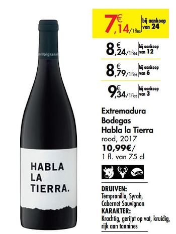 Promoties Extremadura bodegas habla la tierra rood - Rode wijnen - Geldig van 26/09/2019 tot 22/10/2019 bij Carrefour