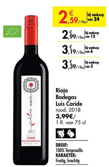 Promoties Rioja bodegas luis caride rood - Rode wijnen - Geldig van 26/09/2019 tot 22/10/2019 bij Carrefour