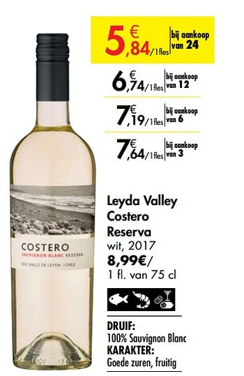Promotions Leyda valley costero reserva wit - Vins blancs - Valide de 26/09/2019 à 22/10/2019 chez Carrefour