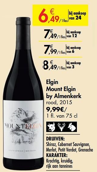 Promotions Elgin mount elgin by almenkerk rood - Vins rouges - Valide de 26/09/2019 à 22/10/2019 chez Carrefour