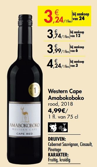 Promotions Western cape amabokoboko rood - Vins rouges - Valide de 26/09/2019 à 22/10/2019 chez Carrefour