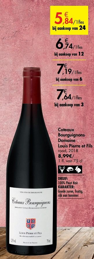 Promotions Coteaux bourguignons domaine louis pierre et fils rood - Vins rouges - Valide de 26/09/2019 à 22/10/2019 chez Carrefour