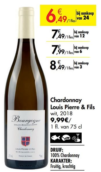 Promoties Chardonnay louis pierre + fils wit - Witte wijnen - Geldig van 26/09/2019 tot 22/10/2019 bij Carrefour