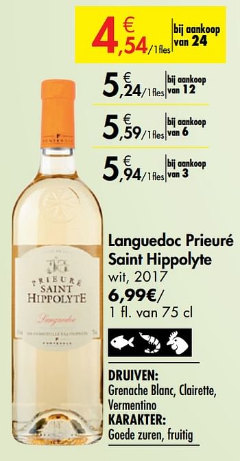 Promoties Languedoc prieuré saint hippolyte wit - Witte wijnen - Geldig van 26/09/2019 tot 22/10/2019 bij Carrefour