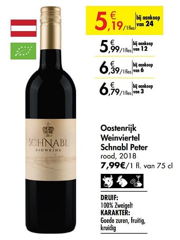 Promoties Oostenrijk weinviertel schnabl peter rood - Rode wijnen - Geldig van 26/09/2019 tot 22/10/2019 bij Carrefour