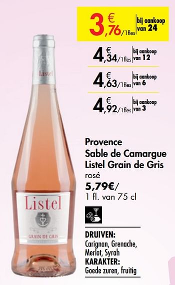 Promotions Provence sable de camargue listel grain de gris rosé - Vins rosé - Valide de 26/09/2019 à 22/10/2019 chez Carrefour