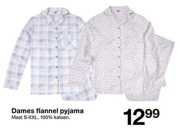 Promoties Dames flannel pyjama - Huismerk - Zeeman  - Geldig van 28/09/2019 tot 11/10/2019 bij Zeeman
