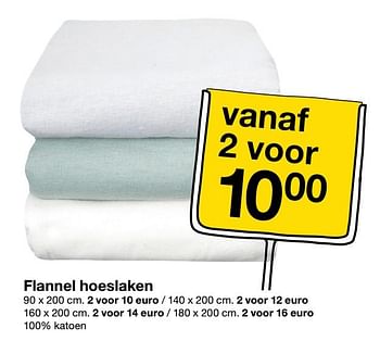 Promotions Flannel hoeslaken - Produit maison - Zeeman  - Valide de 28/09/2019 à 11/10/2019 chez Zeeman