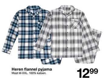 Promotions Heren flannel pyjama - Produit maison - Zeeman  - Valide de 28/09/2019 à 11/10/2019 chez Zeeman
