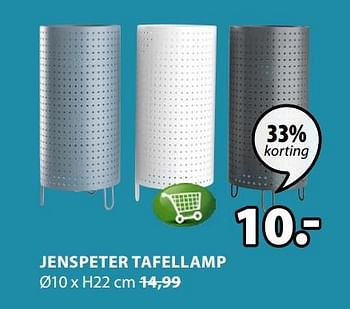 Promoties Verlichting jenspeter tafellamp - Huismerk - Jysk - Geldig van 30/09/2019 tot 13/10/2019 bij Jysk