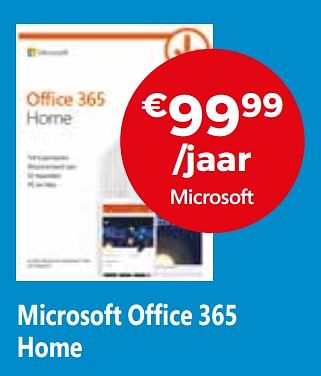Promoties Microsoft office 365 home - Microsoft - Geldig van 01/10/2019 tot 31/10/2019 bij Exellent