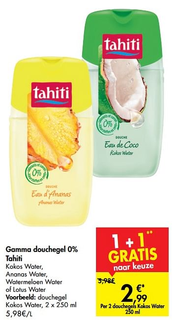 Promoties Gamma douchegel 0% tahiti douchegel kokos water - Palmolive Tahiti - Geldig van 02/10/2019 tot 14/10/2019 bij Carrefour