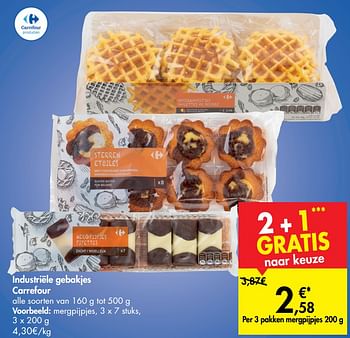 Promoties Industriële gebakjes carrefour mergpijpjes - Huismerk - Carrefour  - Geldig van 02/10/2019 tot 14/10/2019 bij Carrefour