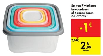 Promoties Set van 7 vierkante bewaardozen of 5 ronde dozen - Huismerk - Carrefour  - Geldig van 02/10/2019 tot 14/10/2019 bij Carrefour
