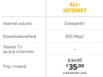 Promoties Allinternet - Huismerk - Telenet - Geldig van 30/09/2019 tot 01/12/2019 bij Telenet