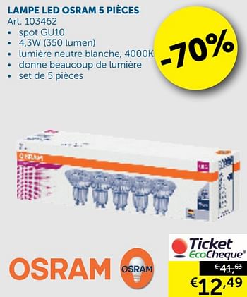 Promoties Lampe led osram 5 pièces - Osram - Geldig van 08/10/2019 tot 04/11/2019 bij Zelfbouwmarkt