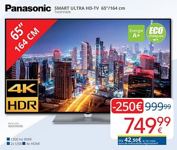 Promoties Panasonic smart ultra hd-tv 65``-164 cm tx65fx560e - Panasonic - Geldig van 01/10/2019 tot 28/10/2019 bij Eldi