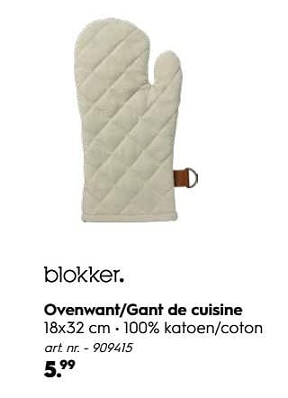 Promotions Ovenwant-gant de cuisine - Produit maison - Blokker - Valide de 30/09/2019 à 27/10/2019 chez Blokker