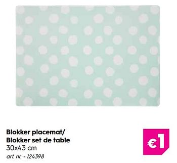 Promotions Blokker placemat- blokker set de table - Produit maison - Blokker - Valide de 30/09/2019 à 27/10/2019 chez Blokker