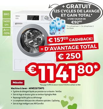 Promotions Miele machine à laver - miwee675wps - Miele - Valide de 01/10/2019 à 31/10/2019 chez Exellent