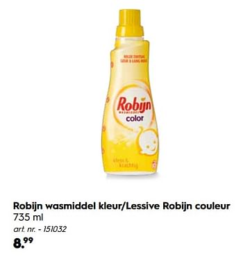 Promotions Robijn wasmiddel kleur-lessive robijn couleur - Robijn - Valide de 30/09/2019 à 27/10/2019 chez Blokker