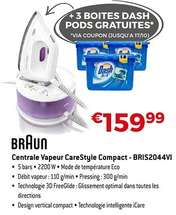 Promotions Braun centrale vapeur carestyle compact - bris2044vi - Braun - Valide de 01/10/2019 à 31/10/2019 chez Exellent