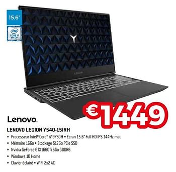 Promoties Lenovo legion y540-15irh - Lenovo - Geldig van 01/10/2019 tot 31/10/2019 bij Exellent